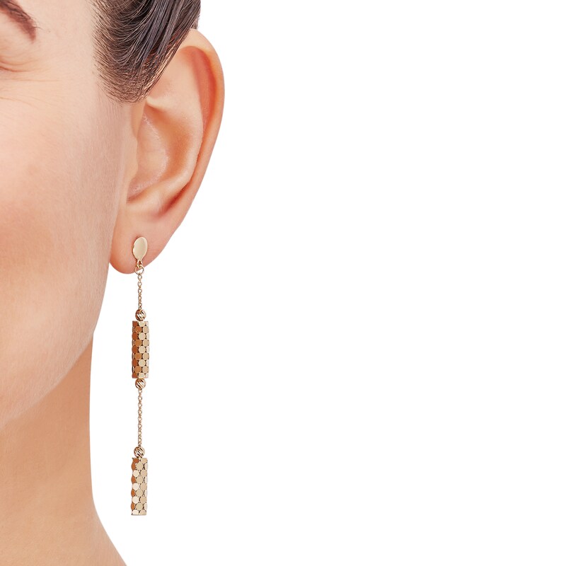Main Image 2 of Italia D'Oro Double Bar Drop Earrings 14K Yellow Gold
