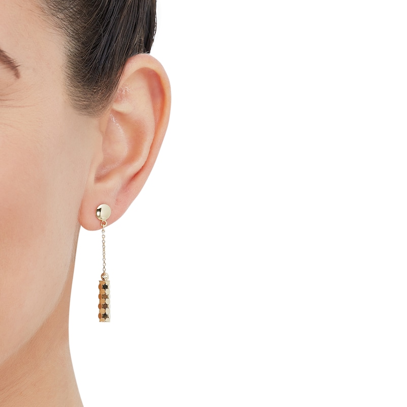 Main Image 3 of Italia D'Oro Bar Dangle Earrings 14K Yellow Gold