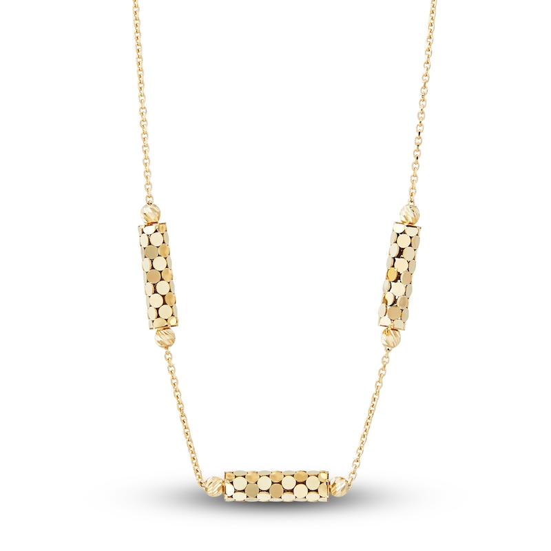 Main Image 1 of Italia D'Oro Triple Bar Station Necklace 14K Yellow Gold 17.5"