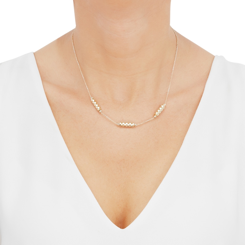 Main Image 2 of Italia D'Oro Triple Bar Station Necklace 14K Yellow Gold 17.5"