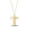 Thumbnail Image 1 of Italia D'Oro Curved Double Cross Pendant Necklace 14K Yellow Gold 16.5&quot;