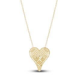 Italia D'Oro Heart Pendant Necklace 14K Yellow Gold 17.5&quot;