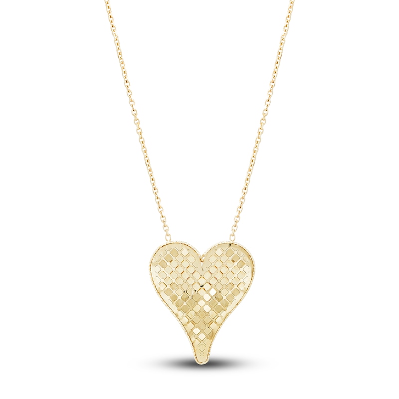 Italia D'Oro Heart Pendant Necklace 14K Yellow Gold 17.5"