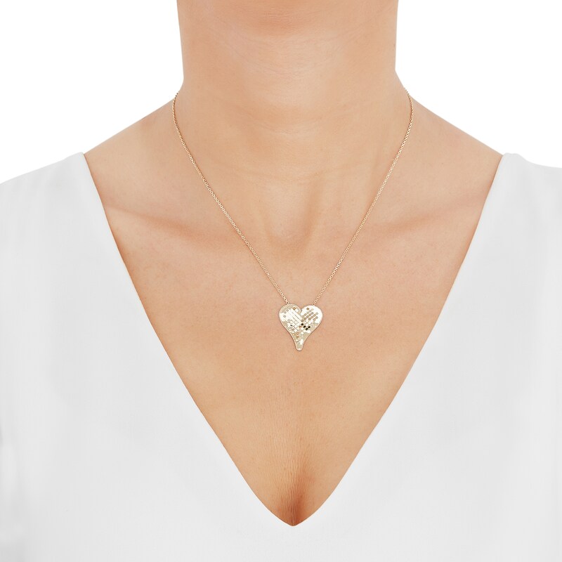 Main Image 2 of Italia D'Oro Heart Pendant Necklace 14K Yellow Gold 17.5"