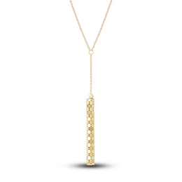 Italia D'Oro Lariat Bar Drop Pendant Necklace 14K Yellow Gold 17.5&quot;