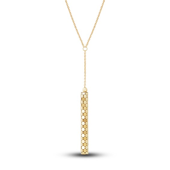 Italia D'Oro Lariat Bar Drop Pendant Necklace 14K Yellow Gold 17.5" Jared