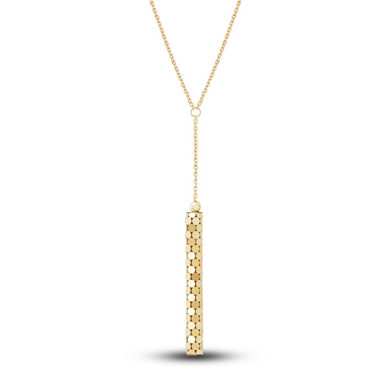 Main Image 1 of Italia D'Oro Lariat Bar Drop Pendant Necklace 14K Yellow Gold 17.5"