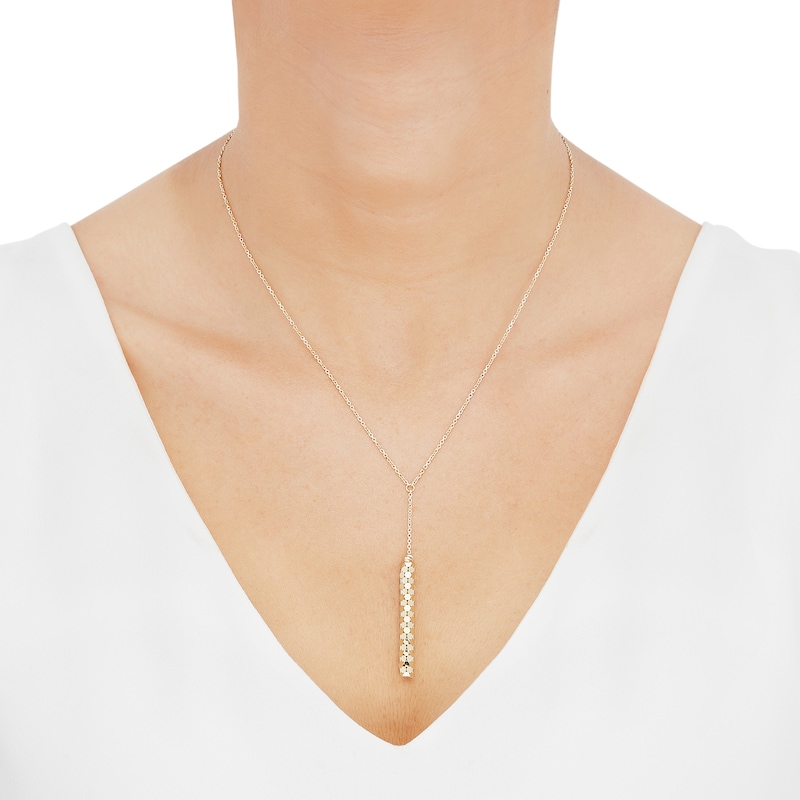 Main Image 2 of Italia D'Oro Lariat Bar Drop Pendant Necklace 14K Yellow Gold 17.5"
