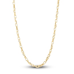 LUSSO by Italia D'Oro Men's Nugget Link Chain Necklace 14K Yellow Gold 22" 3.7mm