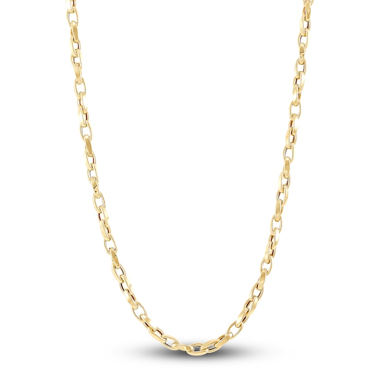 LUSSO by Italia D'Oro Men's Nugget Link Chain Necklace 14K Yellow Gold 22" 6mm