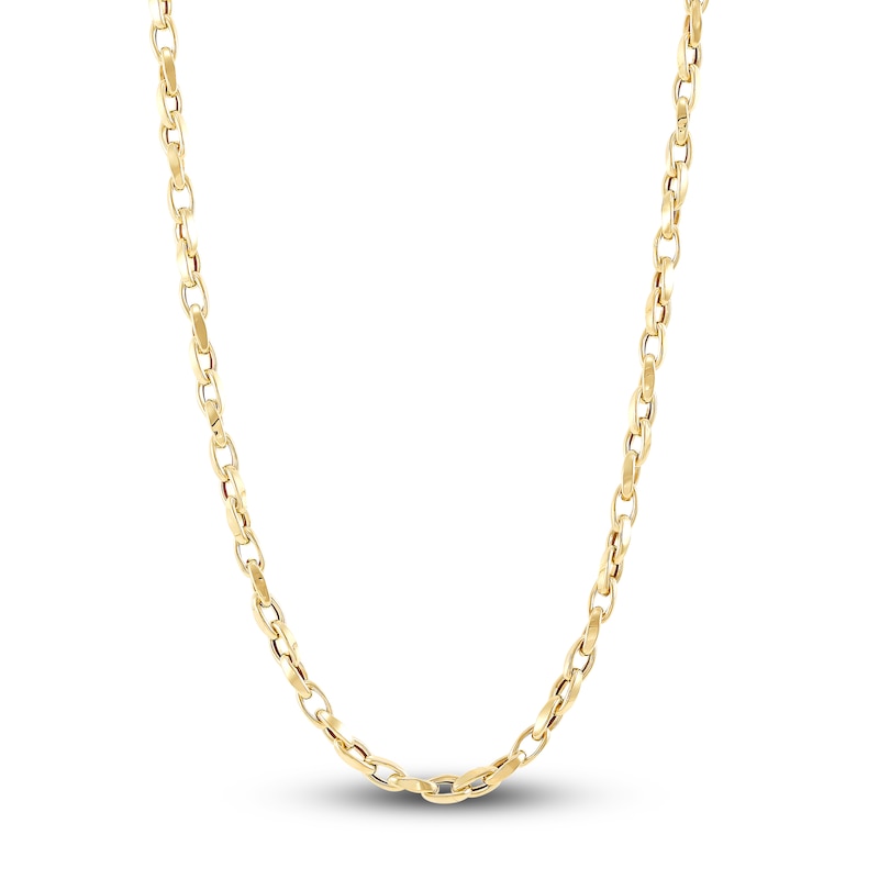 Main Image 1 of LUSSO by Italia D'Oro Men's Nugget Link Chain Necklace 14K Yellow Gold 22" 3.7mm