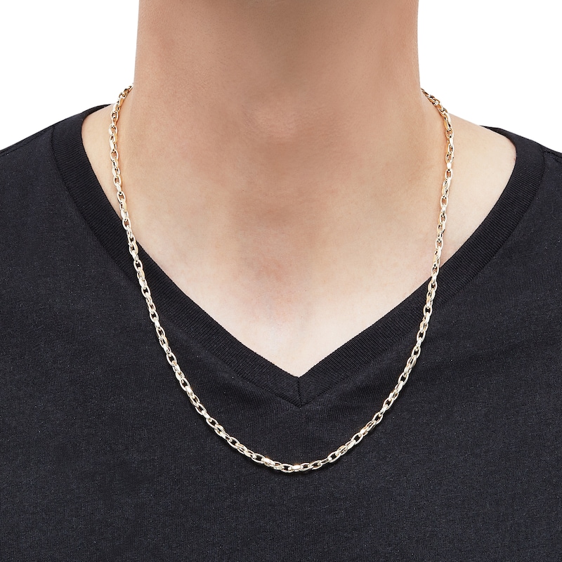 Main Image 3 of LUSSO by Italia D'Oro Men's Nugget Link Chain Necklace 14K Yellow Gold 22" 3.7mm