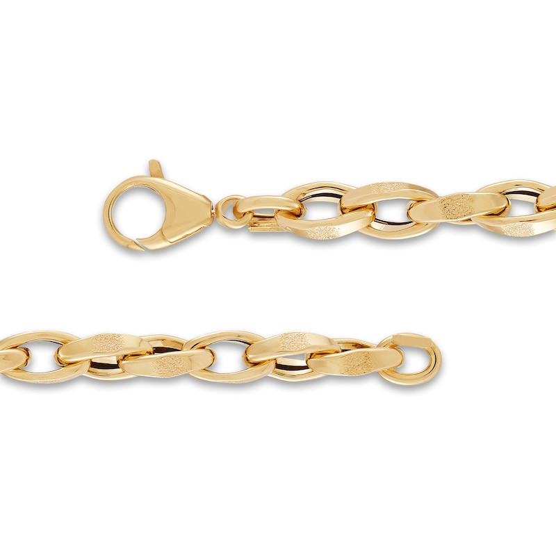 Main Image 2 of LUSSO by Italia D'Oro Men's Oval Link Bracelet 14K Yellow Gold 9"