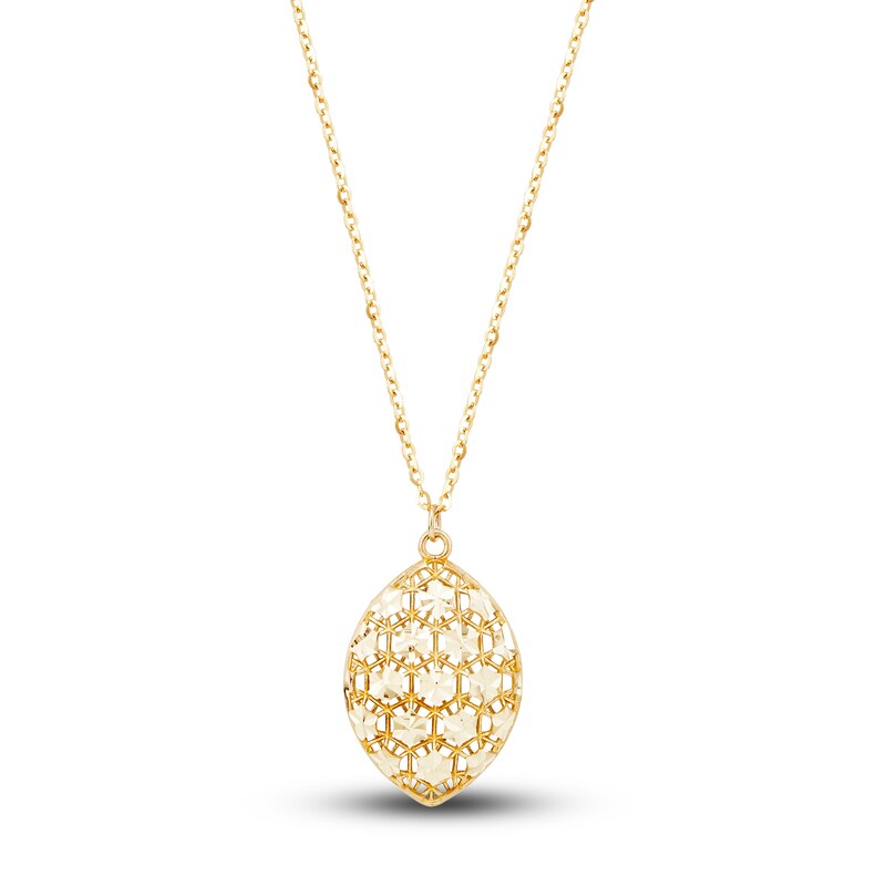Main Image 1 of Italia D'Oro Marquise Drop Pendant Necklace 14K Yellow Gold 18"