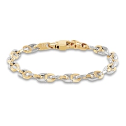 LUSSO by Italia D'Oro Men's Mariner Link Bracelet 14K Two-Tone Gold 8.25&quot;