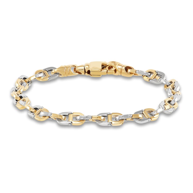 LUSSO by Italia D'Oro Men's Mariner Link Bracelet 14K Two-Tone Gold 8.25"