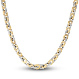 LUSSO by Italia D'Oro Men's Puzzle Chain Necklace 14K Two-Tone Gold 22&quot;