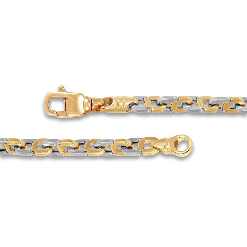 Main Image 2 of LUSSO by Italia D'Oro Men's Puzzle Chain Necklace 14K Two-Tone Gold 22"