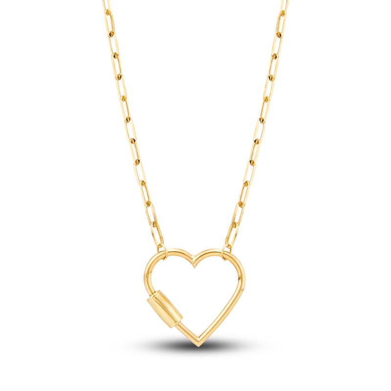Italia D'Oro Paperclip Heart Necklace 14K Yellow Gold 16"
