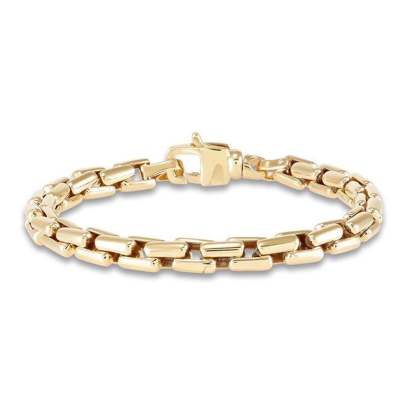 Main Image 1 of LUSSO by Italia D'Oro Men's Square Link Chain Bracelet 14K Yellow Gold 8.5"