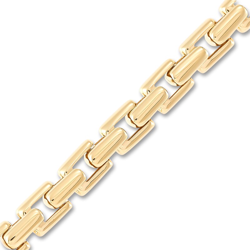 Main Image 3 of LUSSO by Italia D'Oro Men's Square Link Chain Bracelet 14K Yellow Gold 8.5"