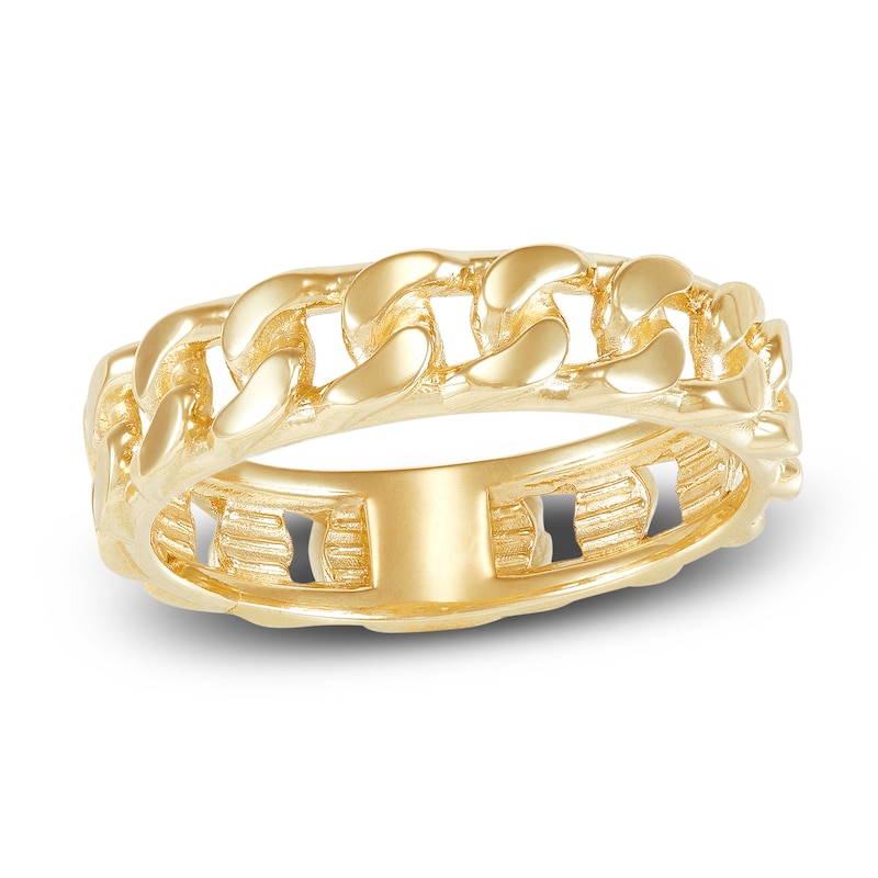 Main Image 1 of LUSSO by Italia D'Oro Men's Curb Ring 14K Yellow Gold