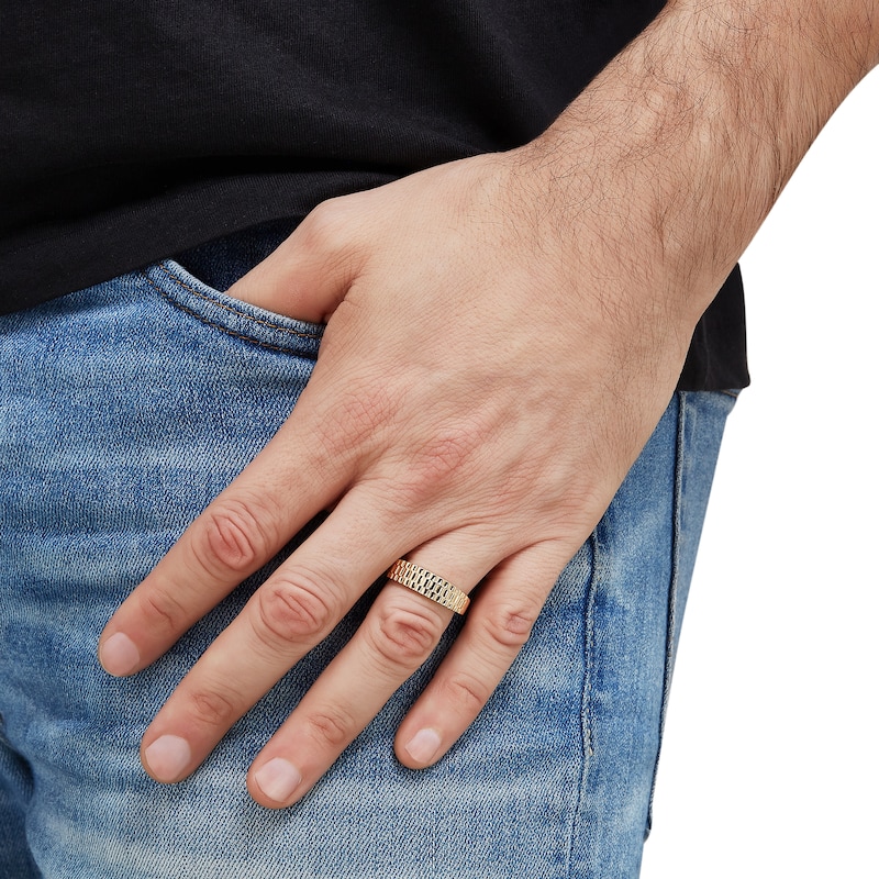 Main Image 4 of LUSSO by Italia D'Oro Men's Watch Link Ring14K Yellow Gold