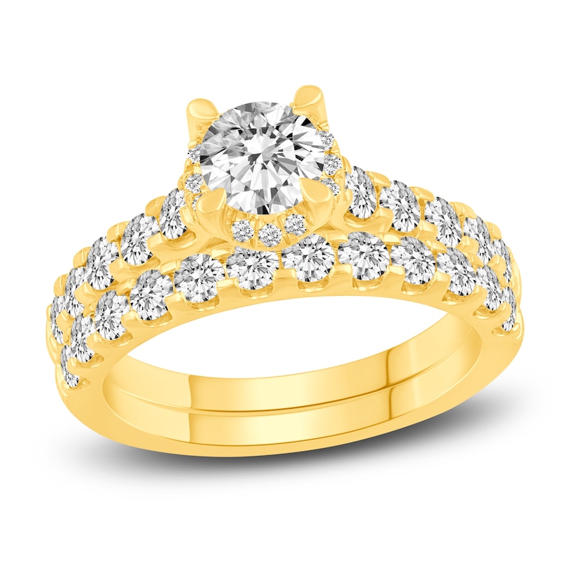 Diamond Bridal Set 2-1/8 ct tw Round 14K Yellow Gold