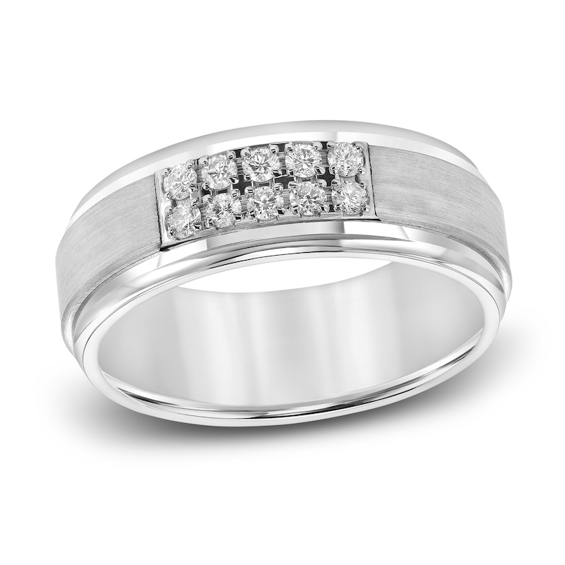 Diamond Wedding Band 1/3 ct tw Round White Tungsten