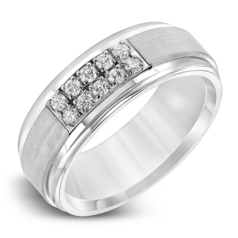 Diamond Wedding Band 1/3 ct tw Round White Tungsten