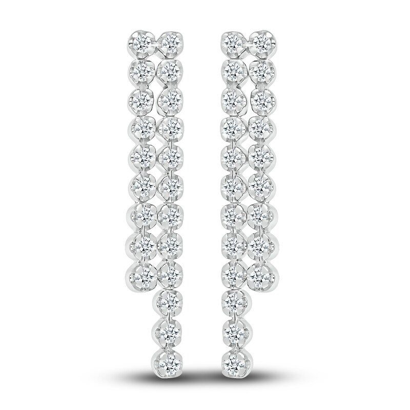 Main Image 1 of Diamond Dangle Earrings 1/2 ct tw Round 10K White Gold