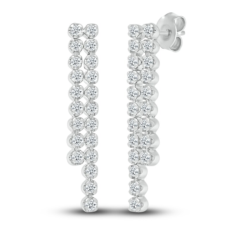 Main Image 3 of Diamond Dangle Earrings 1/2 ct tw Round 10K White Gold