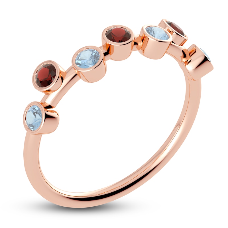 Main Image 2 of Juliette Maison Natural Aquamarine & Natural Garnet Ring 10K Rose Gold