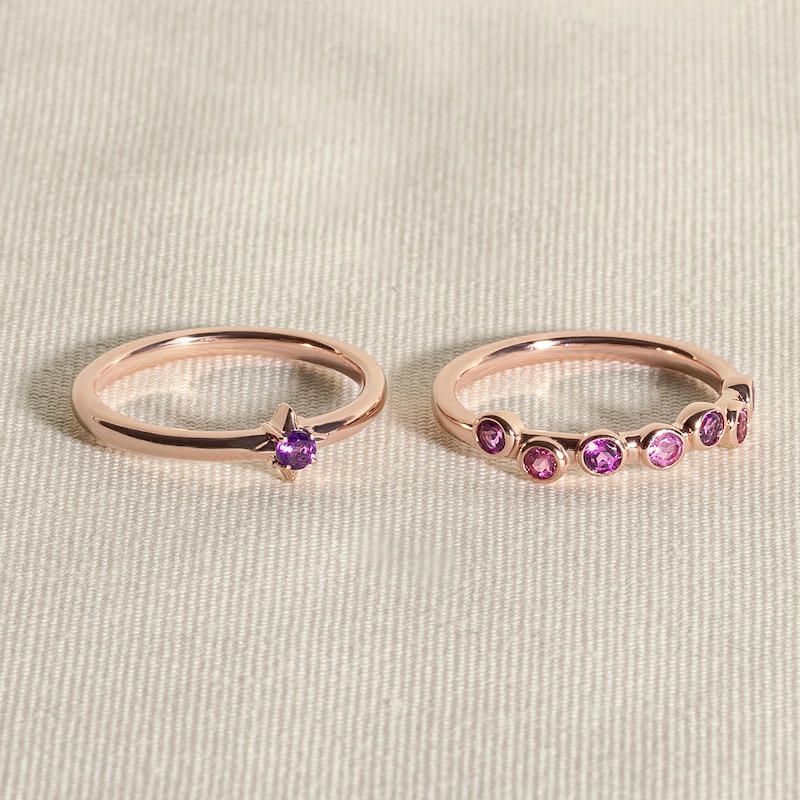 Main Image 4 of Juliette Maison Natural Aquamarine & Natural Garnet Ring 10K Rose Gold