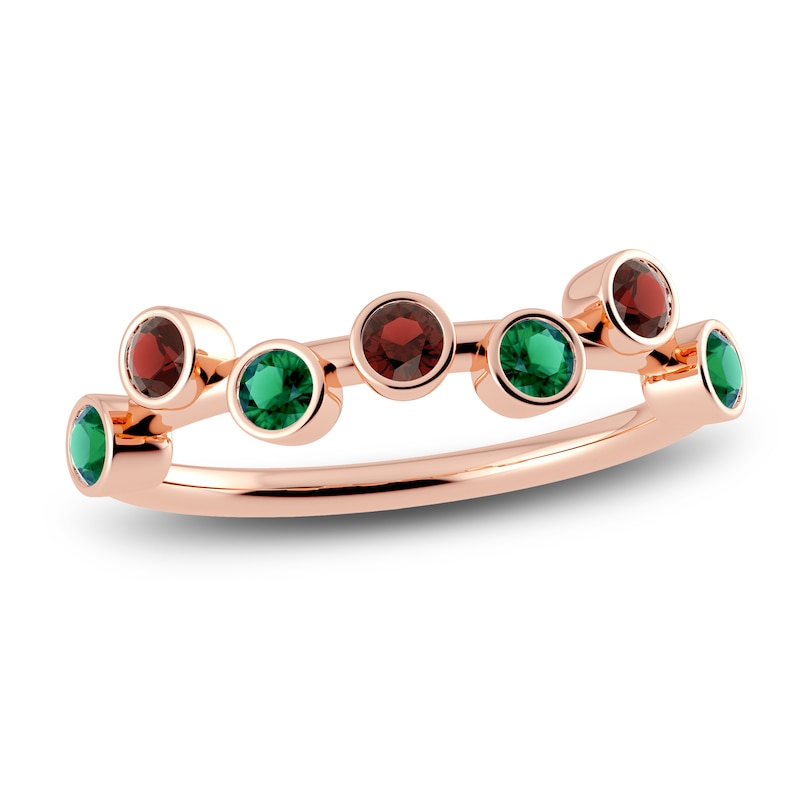 Main Image 1 of Juliette Maison Natural Emerald & Natural Garnet Ring 10K Rose Gold