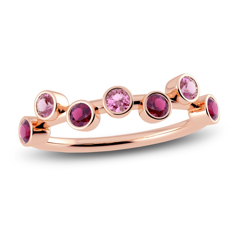Main Image 1 of Juliette Maison Natural Pink Tourmaline & Natural Rhodolite Garnet Ring 10K Rose Gold