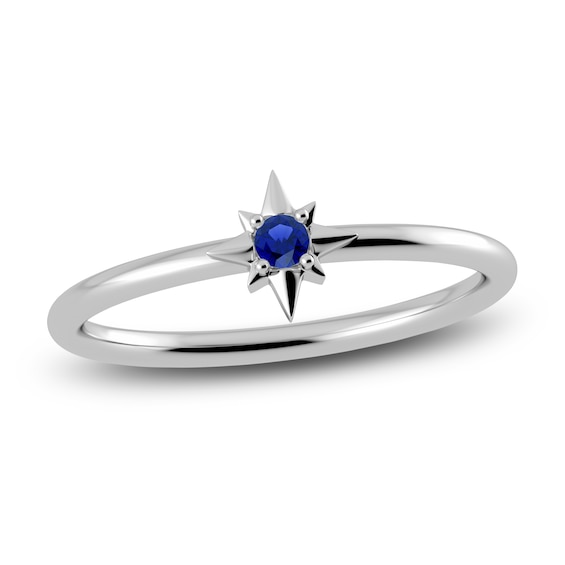Juliette Maison Natural Blue Sapphire Starburst Ring 10K White Gold