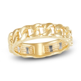 LUSSO by Italia D'Oro Men's Curb Ring 14K Yellow Gold