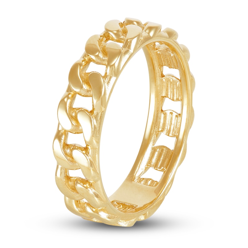 Main Image 2 of LUSSO by Italia D'Oro Men's Curb Ring 14K Yellow Gold