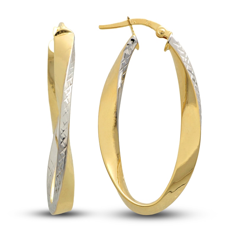 Hollow Tube Hoop Earrings 14K Yellow Gold 38mm