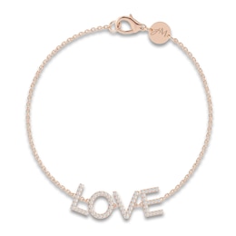 Juliette Maison Diamond Station Name Bracelet 1/2 ct tw Round 10K Rose Gold