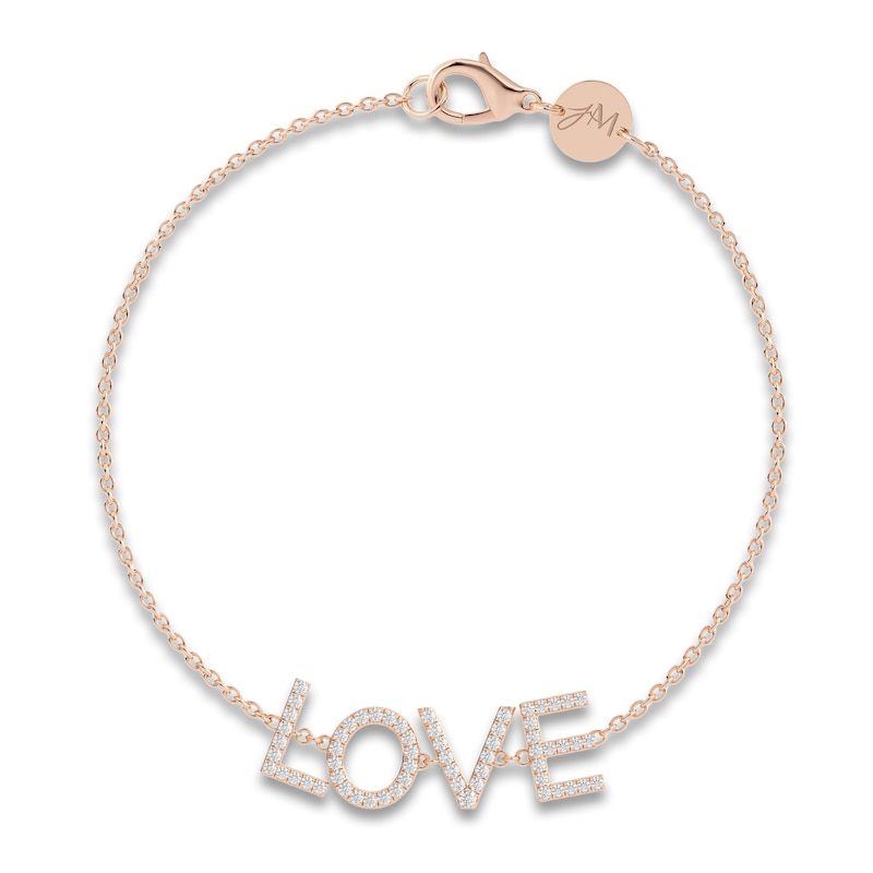 Main Image 1 of Juliette Maison Diamond Station Name Bracelet 1/2 ct tw Round 10K Rose Gold