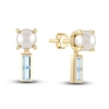 Thumbnail Image 1 of Juliette Maison Natural Aquamarine Baguette and Freshwater Cultured Pearl Earrings 10K Yellow Gold