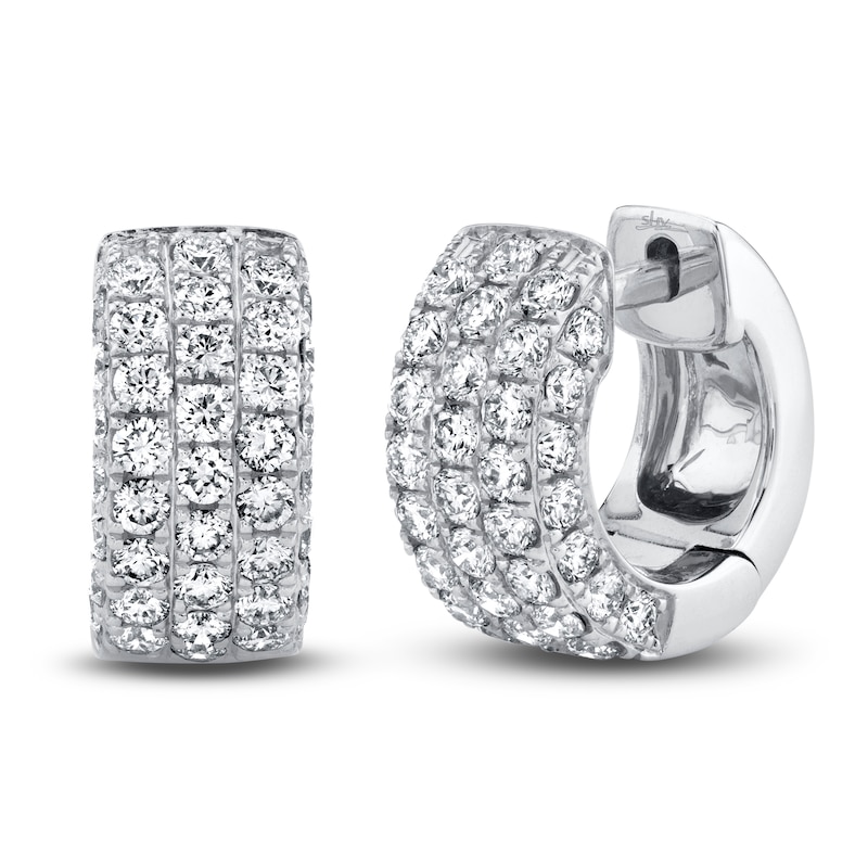 Main Image 1 of Shy Creation Diamond Pave Earrings 1 ct tw Round 14K White Gold SC55010789