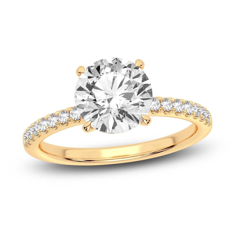 Main Image 1 of Lab-Grown Diamond Engagement Ring 2-1/4 ct tw Round 14K Yellow Gold