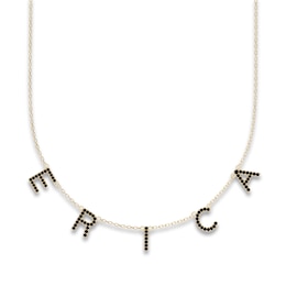Juliette Maison Black Diamond Station Name Necklace 1-3/8 ct tw Round 10K Yellow Gold