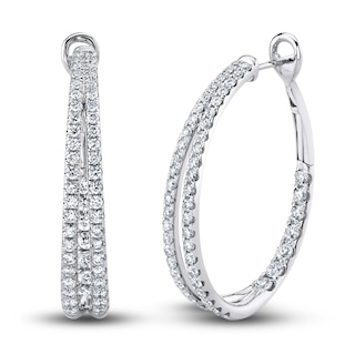 Shy Creation Diamond Hoop Earrings 1/20 ct tw Round 14K White Gold Sc55001597