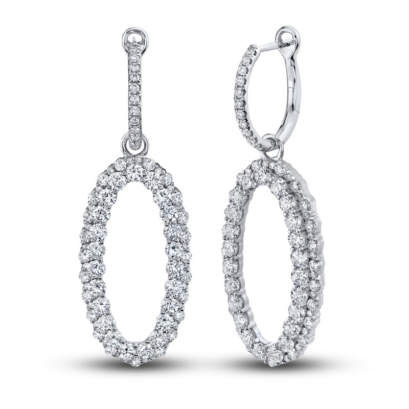 Main Image 1 of Shy Creation Diamond Oval Dangle Earrings 2-7/8 ct tw Round 14K White Gold SC22006161