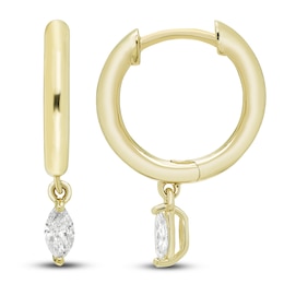 Diamond Huggie Hoop Earrings 1/5 ct tw Marquise 10K Yellow Gold