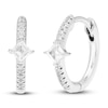 Thumbnail Image 1 of Diamond Huggie Hoop Earrings 1/4 ct tw Princess/Round 10K White Gold